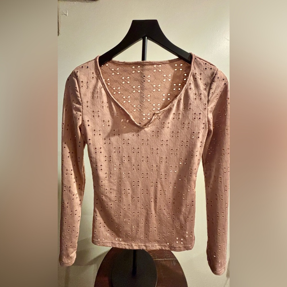 Elegant Eyelet Pink Top